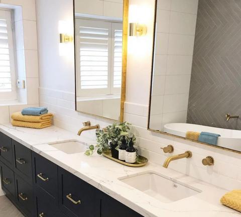 Slimline Brass over bathroom vanity